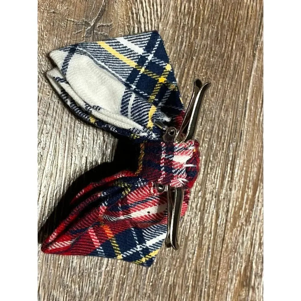 Clip-On BowTie Suspenders Set‎ Plaid Corduroy -Blue-Boys Holiday Christmas - Picture 6 of 6